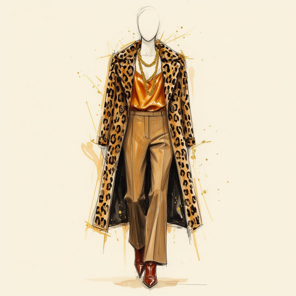 Hand-painted fashion illustration of the Maximalist outfit formula.