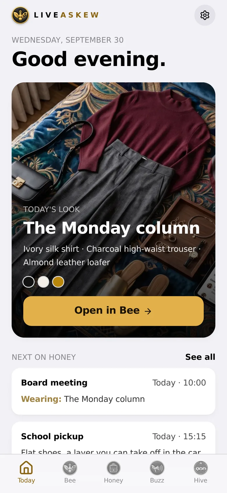 The LiveAskew app's Today screen